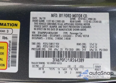 2018 Ford Fusion Energi Se Luxury из США, поврежденный, VIN 3FA6P0PU4JR264389